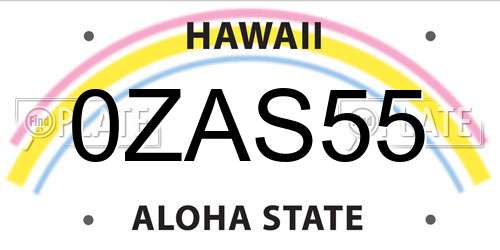 0ZAS55 Hawaii License Plate