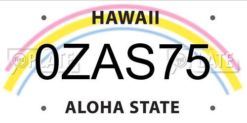 0ZAS75 Hawaii License Plate