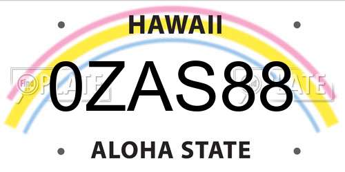 0ZAS88 Hawaii License Plate