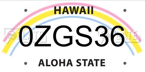 0ZGS36 Hawaii License Plate