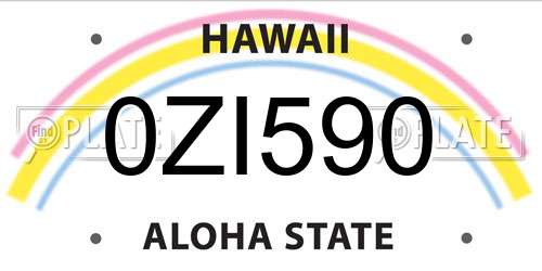 0ZI590 Hawaii License Plate
