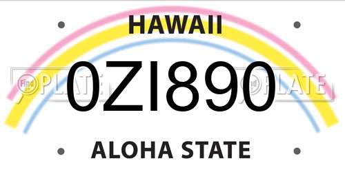0ZI890 Hawaii License Plate