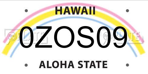 0ZOS09 Hawaii License Plate