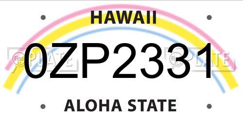 0ZP2331 Hawaii License Plate