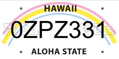 0ZPZ331 Hawaii License Plate