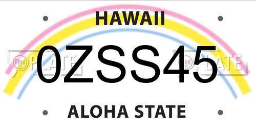 0ZSS45 Hawaii License Plate
