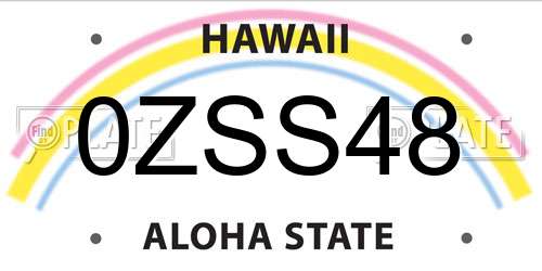 0ZSS48 Hawaii License Plate