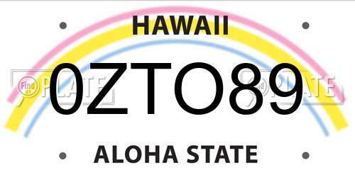 0ZTO89 Hawaii License Plate