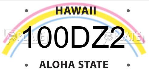 100DZ2 Hawaii License Plate