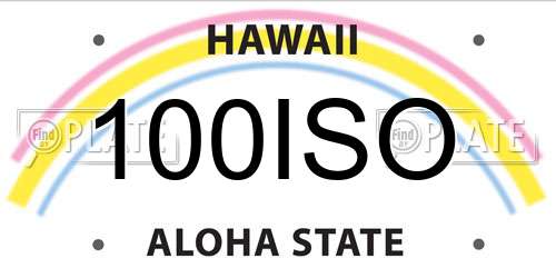 100ISO Hawaii License Plate