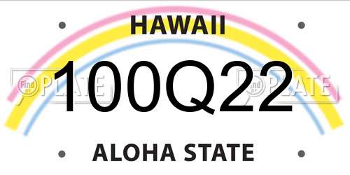100Q22 Hawaii License Plate