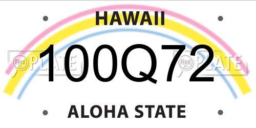 100Q72 Hawaii License Plate