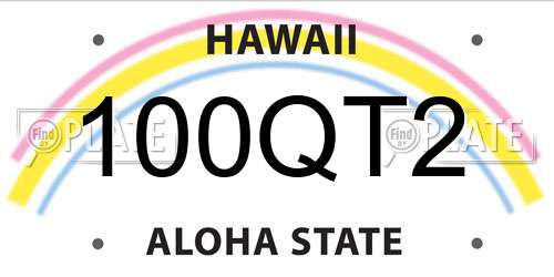 100QT2 Hawaii License Plate