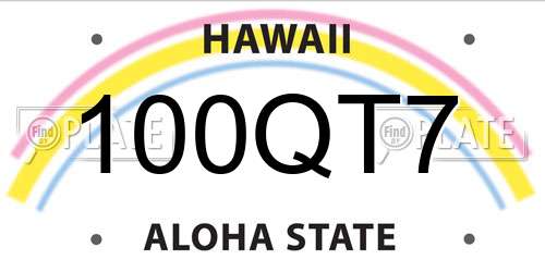 100QT7 Hawaii License Plate