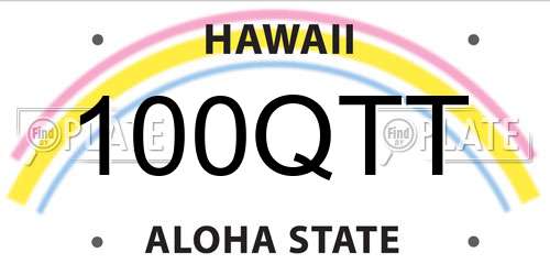 100QTT Hawaii License Plate