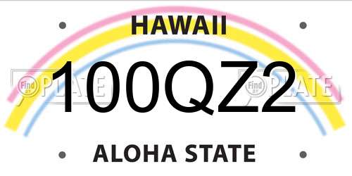 100QZ2 Hawaii License Plate