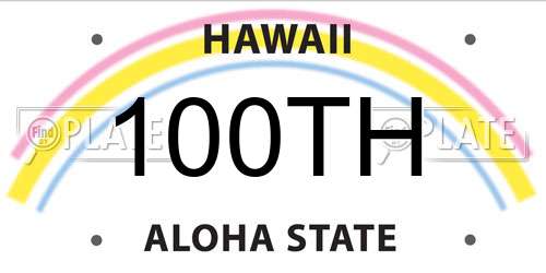 100TH Hawaii License Plate