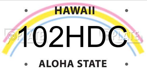 102HDC Hawaii License Plate