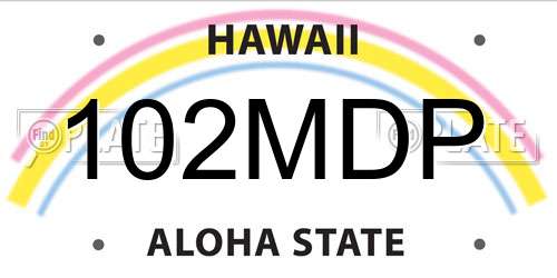 102MDP Hawaii License Plate