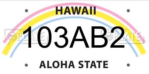 103AB2 Hawaii License Plate