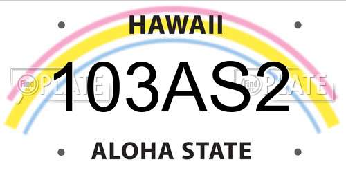 103AS2 Hawaii License Plate