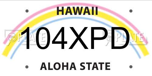 104XPD Hawaii License Plate