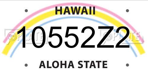 10552Z2 Hawaii License Plate