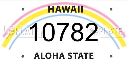 10782 Hawaii License Plate