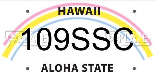 109SSC Hawaii License Plate