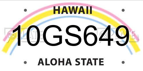 10GS649 Hawaii License Plate