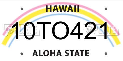 10TO421 Hawaii License Plate