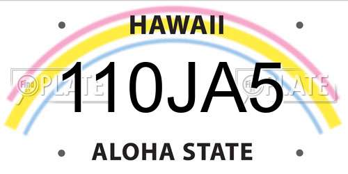 110JA5 Hawaii License Plate