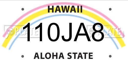 110JA8 Hawaii License Plate