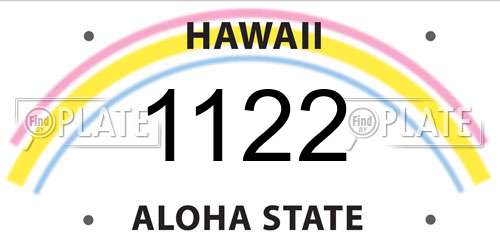 1122 Hawaii License Plate