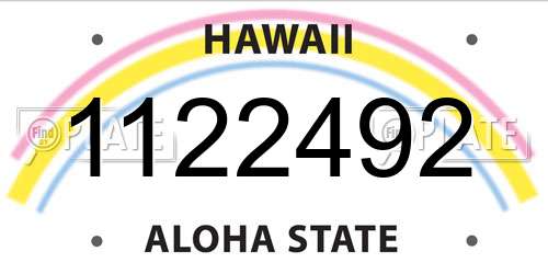 1122492 Hawaii License Plate