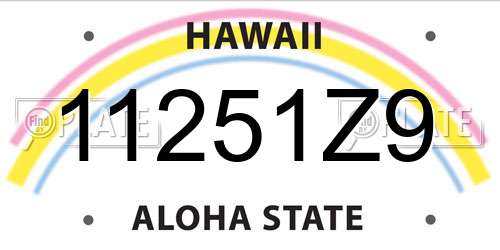 11251Z9 Hawaii License Plate