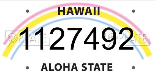 1127492 Hawaii License Plate