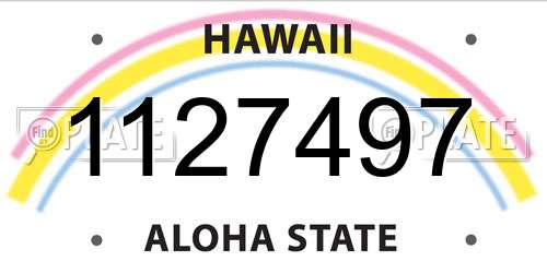 1127497 Hawaii License Plate