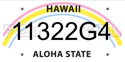 11322G4 Hawaii License Plate