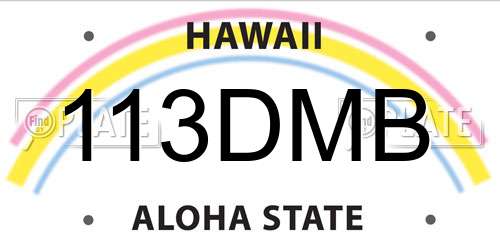 113DMB Hawaii License Plate