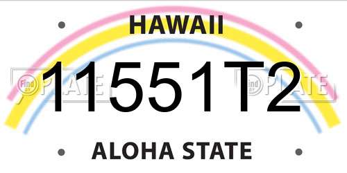 11551T2 Hawaii License Plate