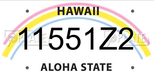 11551Z2 Hawaii License Plate