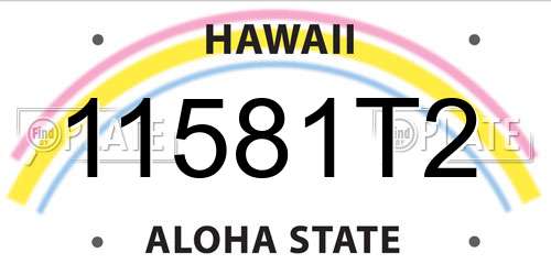 11581T2 Hawaii License Plate