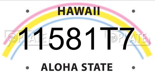 11581T7 Hawaii License Plate