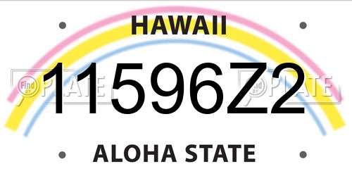 11596Z2 Hawaii License Plate