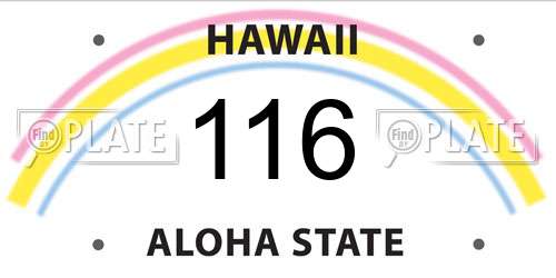 116 Hawaii License Plate
