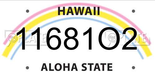 11681O2 Hawaii License Plate