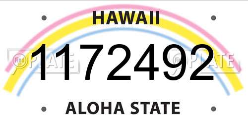 1172492 Hawaii License Plate