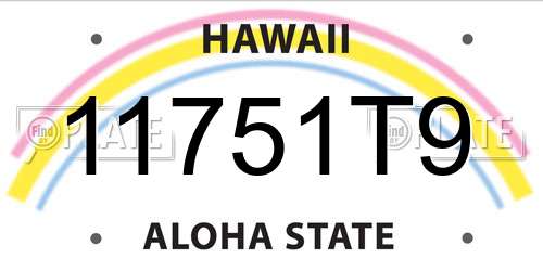 11751T9 Hawaii License Plate