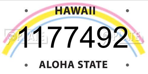 1177492 Hawaii License Plate